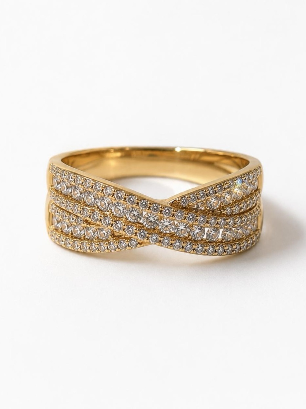 Gorgeous 18K Solid Yellow Gold Natural Diamond Ring Size 6.5